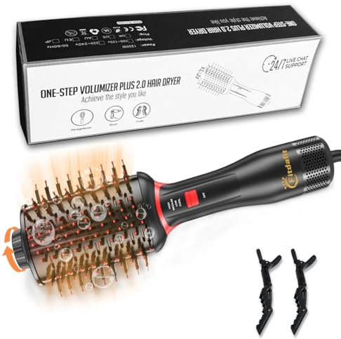 Spazzola per asciugacapelli, spazzola ad aria calda da 1200 W per asciugatura rapida, styling e volumizzante per asciugacapelli in un solo passaggio, spazzola ionica 4 in 1 per capelli lisci e lucenti