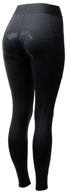 HORZE Leggings d'équitation pour Femme Maia – Pantalon d'équitation Respirant et Extensible avec Grip en Silicone, Taille élastique et Poche pour téléphone, EU Taille