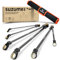 SUZUME Extra long flex head ratcheting wrench set 6PCS (8-19 mm) Double Box End Metric Wrenches 180 °Flex Head Black Electrophoretic Coating for DIY Home Auto Machine Repair with Pouch