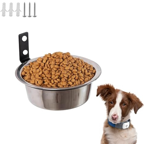 Gamelle en Acier Inoxydable pour Chien avec Support Pliable, Gamelles Surélevées Murales pour Nourriture et Eau, Mangeoire pour Chats, Chiens et Cochons d'Inde à La Maison, 21.5cm