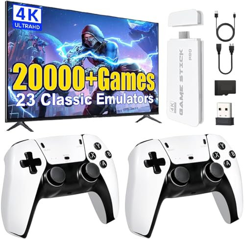 Consola de Juegos Retro, Game Stick 21.000+ Juegos Clásicos, Plug & Play HDMI, Consola Portáti 2 Mandos Inalámbricos, Niños y Adultos (Edición UP+)