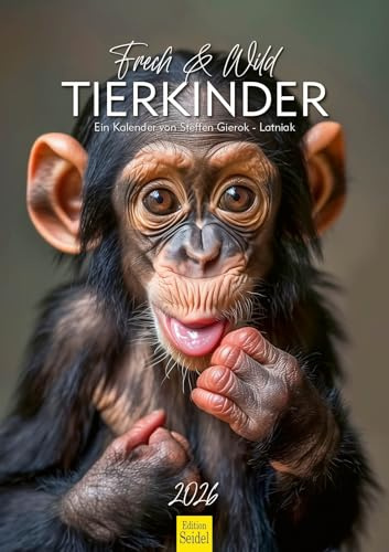 Edition Seidel Calendario prémium con diseño de animales salvajes y traviesos, 2026, formato DIN A3, calendario de pared, diseño de animales naturales