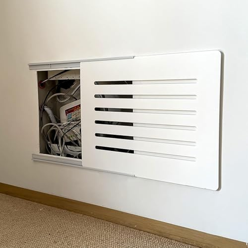 Xiao Ren Copri Quadro Elettrico Copertura Scorrevole per Quadro Elettrico con Guida Autoadesiva Copertura Decorativa per Scatola del Contatore Elettrico Extra Sottile Copertura,11,60x40cm