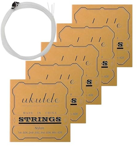 Ukulelensaiten, Ersatz-Set, 5 Sätze, Ersatzsaiten aus hochwertigem Nylon für Sopran, Konzert und Tenor, für professionelles Stimmen, Praxis in der Schule und Performance ab