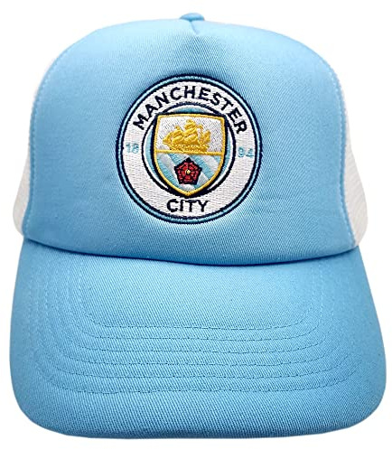 Man City Trucker Snapback Baseball Cap Sky Blue White One Size