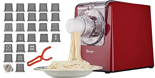 Sirge PASTAMAG26 Machine à pâtes 300 W – 26 bandes – jusqu'à 900 g de pâte – Extrusion verticale idéale pour pâtes longues – Accessoires inclus pour raviolons gratuits