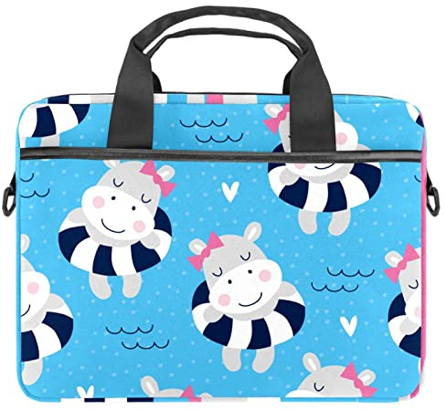 Söt ko livboj mönster laptop axel messengerväska crossbody portfölj messengerfodral för 13 13,3 14,5 tum laptop surfplatta skyddande tygväska fodral, flerfärgad, 11x14.5x1.2in /28x36.8x3 cm