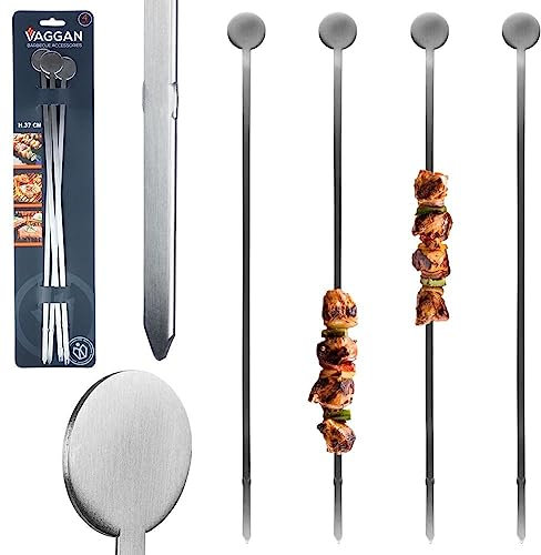 Vilde Metallspieße Grillspieße Fleischspieße Schaschlikspieße Grillwerkzeug aus Metall schwarz 37 cm 4 St.