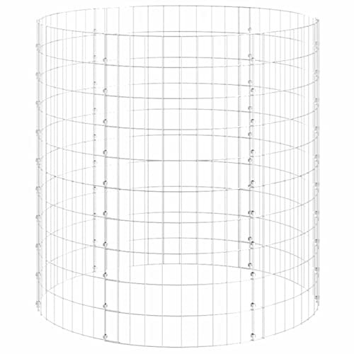 Homgoday Poteau de gabion circulaire en acier galvanisé Ø 100 x 100 cm, gabions métalliques pour pierres, gabions de jardin, planteur de gabion