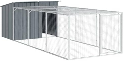 Niche pour chien avec cour anthracite 153x396x110 cm