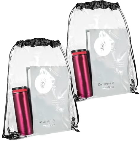 Tucnoeu 2pcs Clear Drawstring Backpack,Drawstring Gym Bag,Waterproof Drawstring Backpack for Adults Children Going on Sports Outings Schools and Gymnasium Use