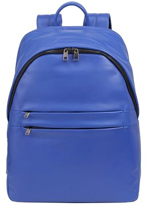 DUDU Damen- und Herren-Lederrucksack für PCs bis zu 15,6“ MacBook 16 Zoll, Reiserucksack 20 Liter, Rucksack für Arbeit und Büro mit elegantem essentiellem Design Kornblume