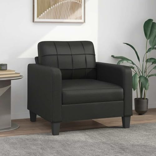 Emmtore Sillón Cuero sintético Negro 60 cm