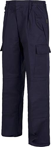 WORKTEAM Pantalón Ignífugo Algodón 100% para Soldadura e Industria, Multibolsillos con Refuerzo en Rodillas y Culera. Unisex Marino 42