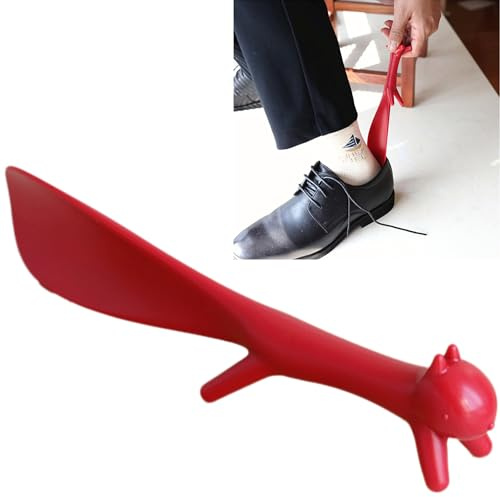 Syiyunran Calzador De Zapatos Pequeño Corto – Rojo, 1 Unidad Ayuda Portátil para Calzarse los Uso con Una Sola Pierna y Compacto Adecuado Hombres, Mujeres, Personas Mayores Niños Ideal Viajar