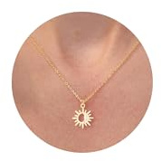 KINHOPI Collier Or Femme Collier Plaqué Or 14K Soleil Lune Pendentif Chaîne Cadeaux pour Femmes Filles