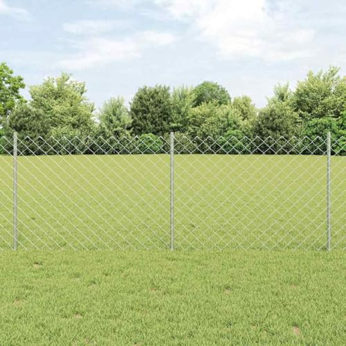 Recinzione a bastoncini, recinzione con pali in argento 0,8 x 10 m in acciaio per giardino, recinzione di sicurezza