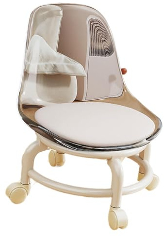 QUILSTM Home Low Rolling Seat Universal Swivel Roller Comfortable Any Working Environment Sitting On Low Stool With Back Support Can Rest Can Move Freely Pulley Stool Barber Shop, White