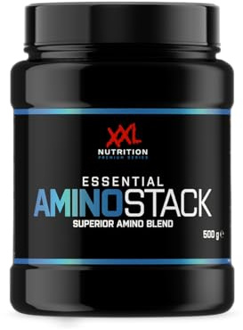XXL Nutrition - Essential Amino Stack - EAA Pulver, Aminosäuren Komplex Hochdosiert, BCAA, EEAS Pulver - Geschmacksneutral - 500 Gramm