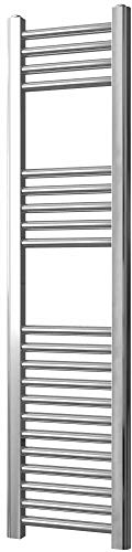 Greened House Chrome Straight Heated Towel Rail 300mm wide x 1200mm high Flat Central Heating Towel Radiator