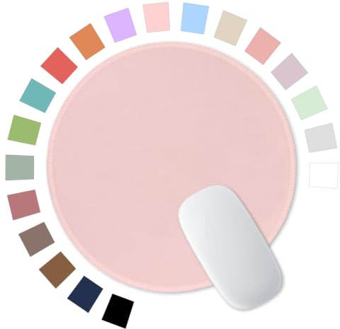 Hsurbtra Tappetino per Mouse Rosa, Rotondo di Alta Qualità, 22 x 22 cm, Bordo Cucito, Antiscivolo, Impermeabile, Carino per Ufficio, Casa, Gioco