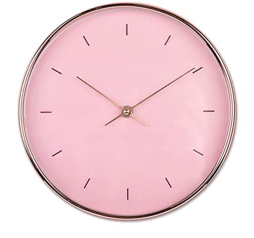 K&L Wall Art Rosa Gold Wanduhr ohne Tickgeräusche Rosegold Wanduhren modern Wohnzimmer Deko Ø 25cm für Mädchen lautloses Quarz Uhrwerk (Rosa Roségold Optik)