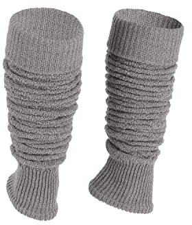 Ateena Jambières en Laine pour Dames, d'Hiver en Tricot Doux au Crochet à Motif à Chevron, Femmes Guêtres pour la Danse, Ballet, Poignets de Bottes Chunky, S/M size, Gris foncé