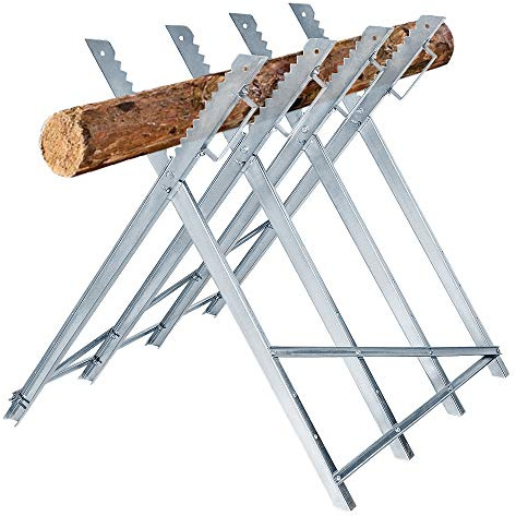 UISEBRT Chevalet de sciage pliable pour tronçonneuse - Charge maximale : 150 kg - Pour travaux de scie à bois, chevalet, bois de chauffage, 82 x 80,5 x 79 cm - Acier