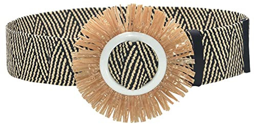 Elastischer Stoffgürtel Damen Gürtel gewebte elastische geflochtene Stretch breite Taillengürtel für Damenkleider mit Schnalle Schal Gelb Damen Schmaler Gürtel Modisch Stoffgürtel