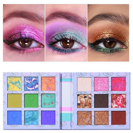 TINTARK Eyes Cream Lidschatten Palette, Glitzer Lidschatten Bunt Schminke Braun Rosa Blau Lila Naked Creme Nudetöne Augen Make-up Paletten Glitter Matte Eyeshadow Make up