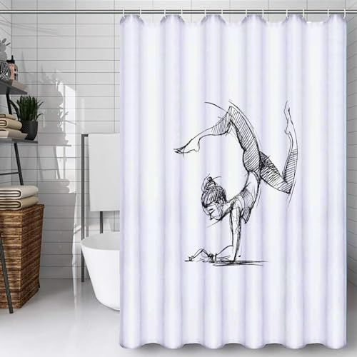 3D Meditation Yoga Duschvorhang 180x200, Wasserdicht Waschbar Anti-Schimmel Polyester Duschvorhänge Karikatur Muster Shower Curtain Badvorhänge mit 12 Ringe für Badezimmer