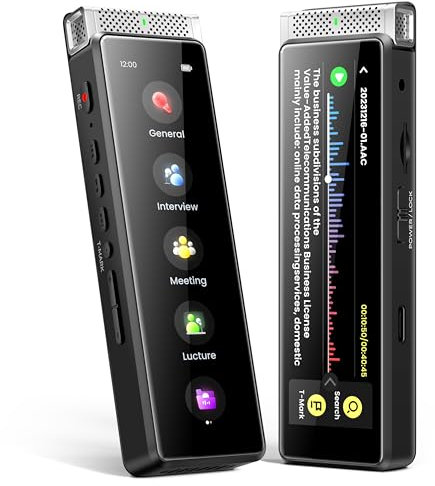 Registratore vocale digitale da 72 GB con riproduzione, registratore vocale Innioasis R1 con display touch completo con trascrizione intelligente AI e Bluetooth, dispositivo registratore audio