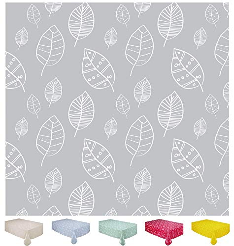 Home Direct Mantel fácil de Limpiar, Mantel de PVC Hule, Protector con Hojas para Mesa Gris Claro 100cm x 140cm 39x55
