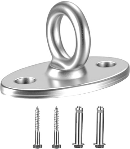 Crochet de Plafond Charge Lourde, M8 Pontet INOX, Platines à Œil Oeillet INOX, Plaque à Oeillets en Acier Inoxydable, Support de Plafond pour Hamac de Chaise Sac de Frappe Boxe Balançoire(500 kg)