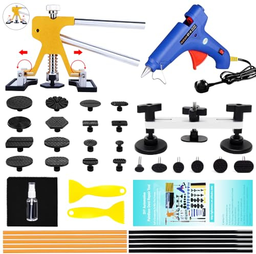 Manelord Car Dent Puller Kit, Auto Removal Tool with Golden Lifter Paintless Dent Repair Set