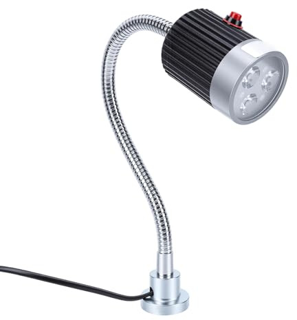 FTVOGUE Magnetisk Arbetslampa, 5W LED-arbetslampa Vitt Ljus med 360° Flexibel Svanhals för Verkstads-CNC-svarvfräsmaskin Autoreparation (#1)