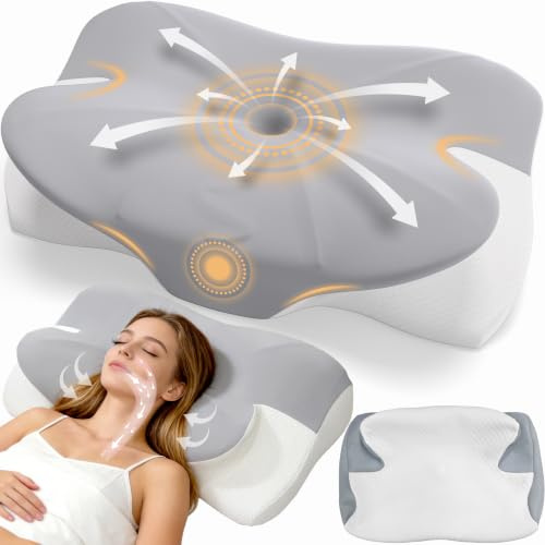 READAEER Almohada ergonómica Cervical, 2 en 1 Almohada con memoria de forma