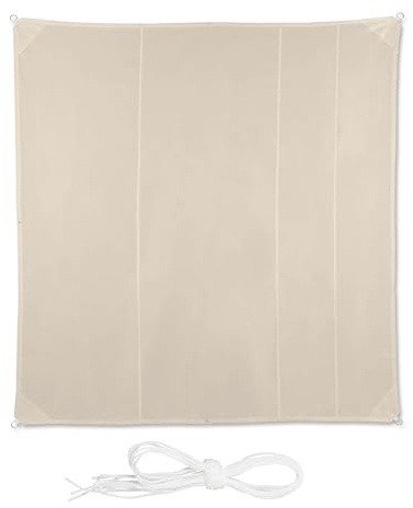 relaxdays Tenda a Vela Quadrata, Impermeabile, Anti UV, Corde di Supporto, da Terrazza e Giardino, LxP: 5x5 m, Beige, 5 x 5 m