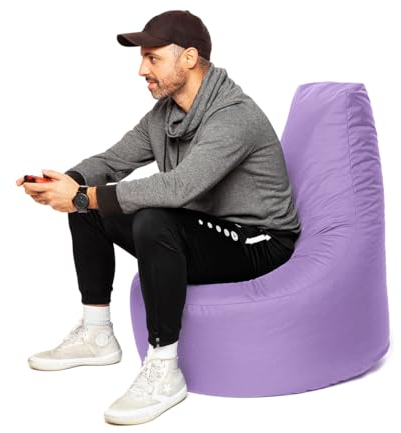 Patchhome Sillón gamer – 2 tamaños – 25 colores XXL – 80 cm de diámetro, 30 cm de altura del asiento, 90 cm de altura, Puff Asiento, color lila