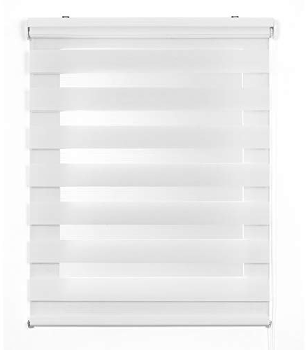 Estores Noche y Día de Calidad con Doble Tejido Elegantes para Ventanas de Interior y Puertas. Elige la privacidad y el Paso de la luz STORESDECO Blanco 140 x 180 cm (Ancho x Largo)