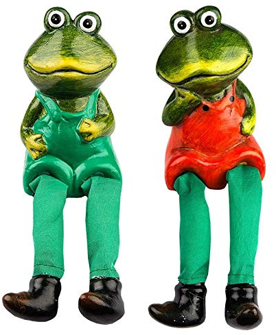 Ideen mit Herz Deko-Figuren mit Schlenkerbeinen | Frühling & Ostern | Kantensitzer | Kantenhocker | 18 cm (Frösche)