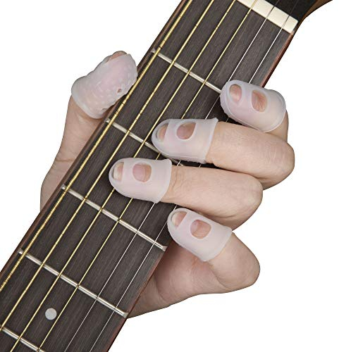 Gitarren Fingerschutz Silikon Fingerhülle Rutschfest für Saiten Instrumente Zählen Nähen Papierkram 5 Größen 50 Stück