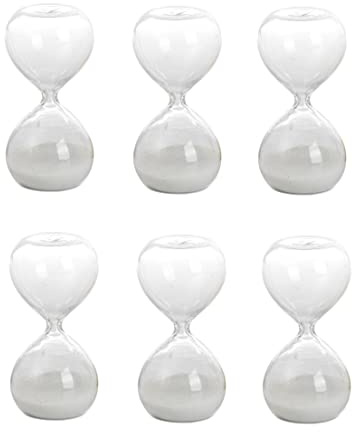 6 Pezzi Clessidra alt. cm 8 - diametro cm. 3,9 Bomboniera Battesimo Comunione Cresima Matrimonio Ogni pezzo con scatola bianca (Bianco)