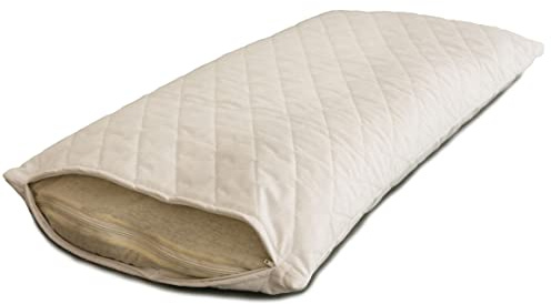 Giraffenland Cuscino di grano saraceno bio 40x80cm Tessuto trapuntato bianco - Guanciale con involucri di grano saraceno + fodera interiore supplementare bio