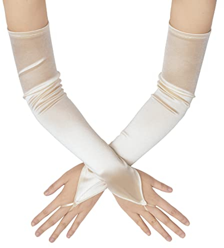 BABEYOND Long Opera Party 20s Satin Gloves Stretchy Adult Size Elbow Length