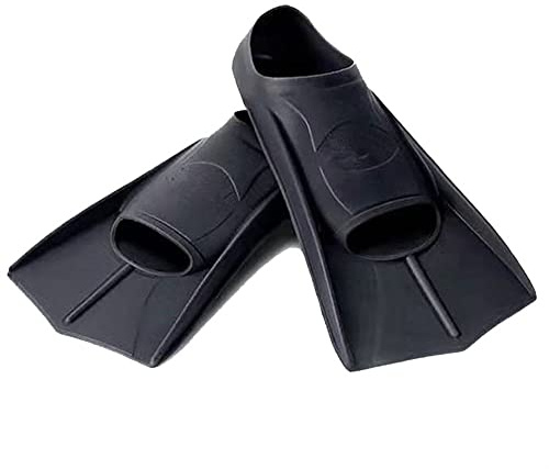 ENEN Short Swim Flippers Comfortable Soft Silicone Snorkel Fins for Kids Adult, Men, Women for Swimming, Training, Diving, Snorkelling (M(36-38Yards),Black)