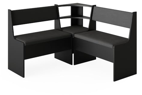 Vicco Banc d'angle Roman, Noir, 120x120cm, adapté à Une Installation d’Angle dans Les Cuisines et Les salles à Manger