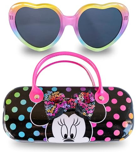 Minnie Mouse Girls Sunglasses for Kids Toddler Sunglasses with Kids Glasses Case (Rainbow)