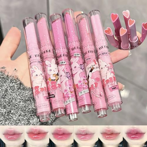 KTouler 6 Colors Cute Jelly Lipstick Set, Shine Hydrating Lip Gloss, Moisturizing Tinted Lip Balm, Smooth Nourishing Lip Care Lip Tint with Gift Box