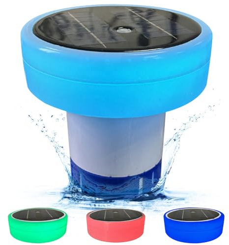 Tableta de Cloro Flotador con Luz Solar RGB de 6 Pulgadas, 1200 mAh Dispensador Flotante para el Parque Acuático de la Piscina